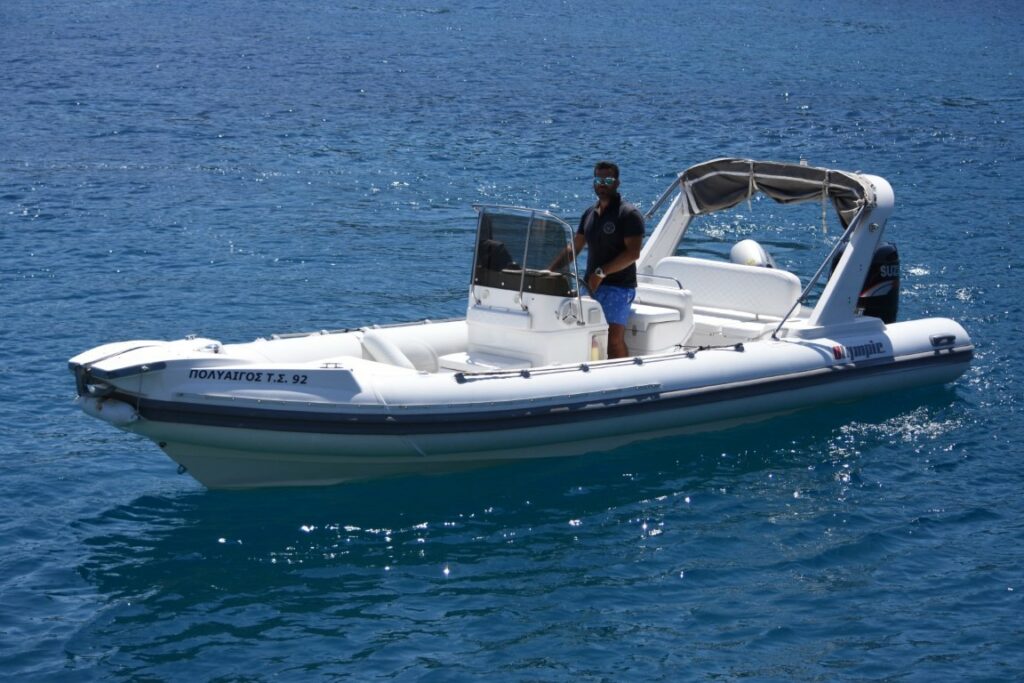 Private boat charter Greek islands Cyclades - Milos Aegean Rib pleasure voyages