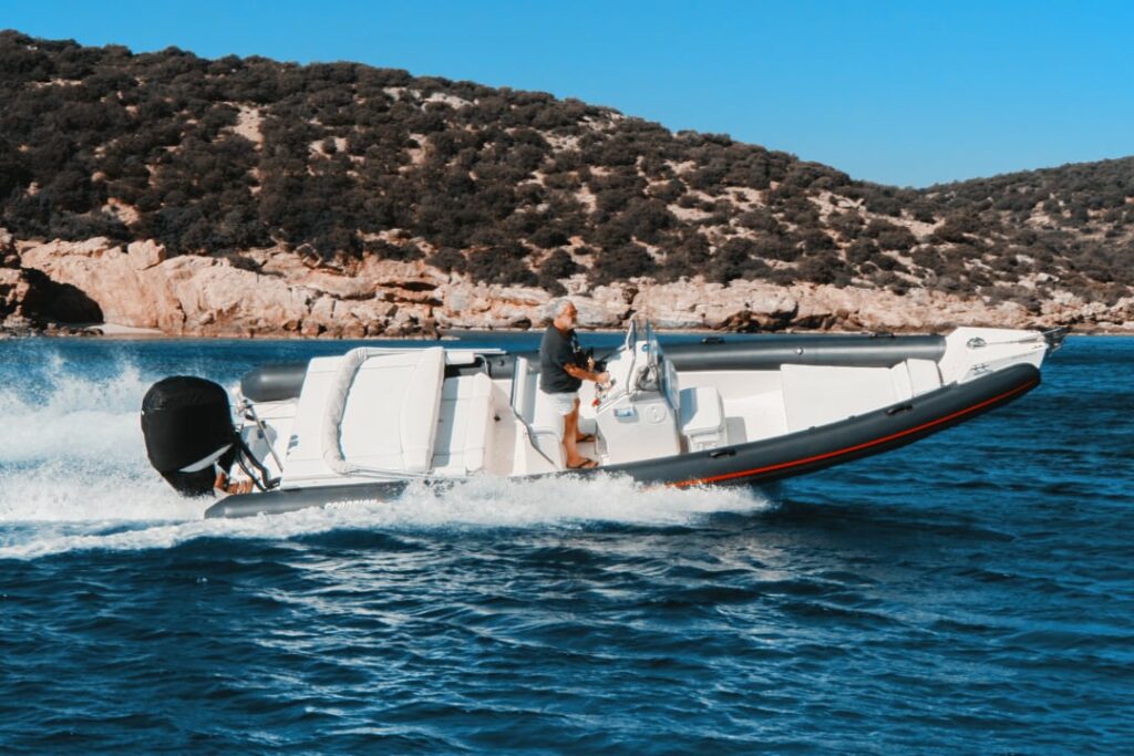 Rib pleasure boat charter near me - Pollonia bay in Milos Greece