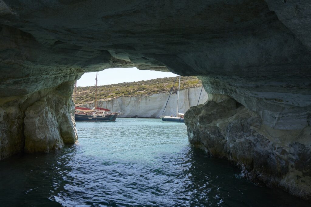 A La Mer - Kleftiko caves in Milos Greece with milosboatrentals.gr Private tours with the best luxury fleet and RIBs